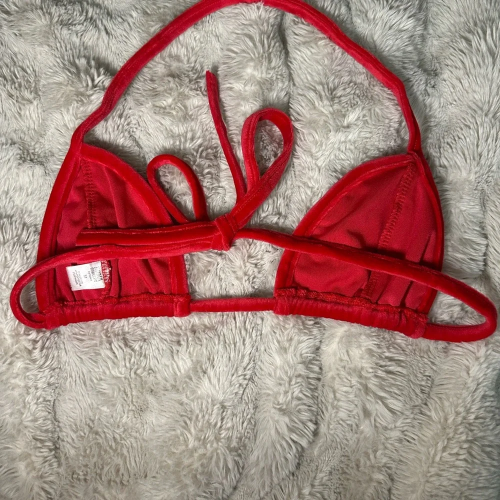 Red Velvet Triangle Bralette Top - Women Intimates - Picture 2 of 2